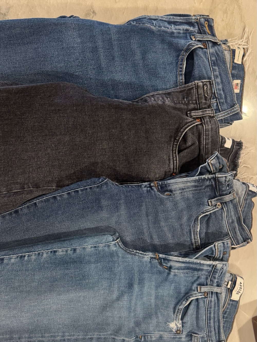 Agolde High-Rise Jeans Trio in Blue and Black Washes